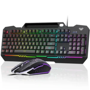 AULA T102 Full Size Membrane Wired Gaming Keyboard and Mouse Combo (Black)