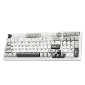 Aula F99 Tri Mode RGB Mechanical Gaming Grey White Keyboard With Graywood Switches