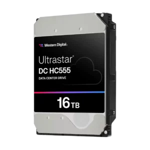 Western Digital Ultrastar DC HC555 data center hard drive, 16 TB capacity, black housing on a silver frame