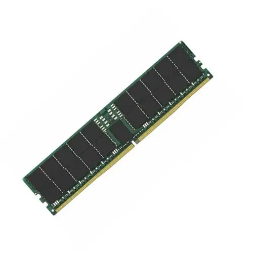 RAM memory module (DIMM) with green PCB and black memory chips, gold edge connector visible