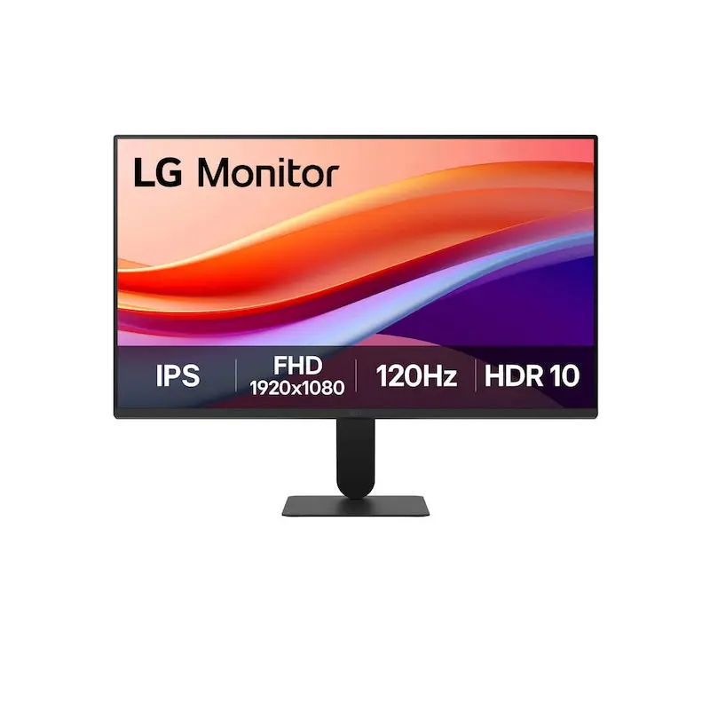 LG monitor with IPS panel, FHD 1920x1080, 120Hz, HDR10 specs on screen